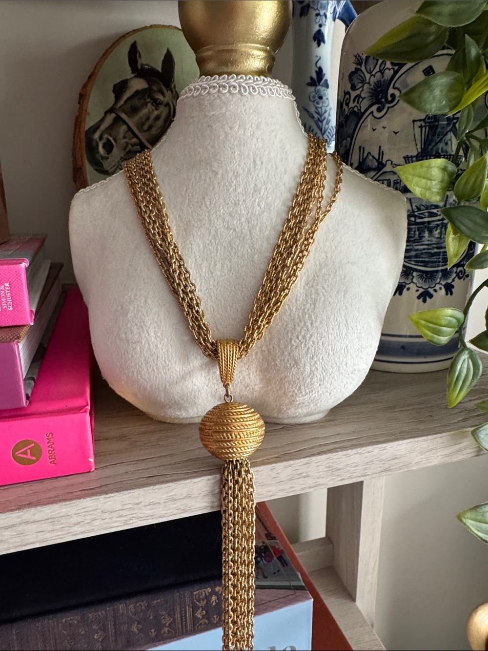 Vintage gold tassel necklace